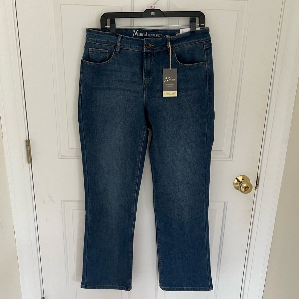 Cabela’s fleece lined denim jeans natural reflections relaxed straight leg